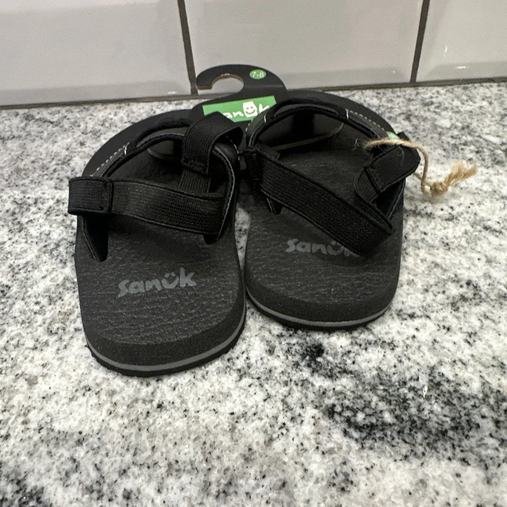 Sanuk Root Beer Cozy Baby Toddler Flip Flop Sandal 7-8 Slingback Water Beach New